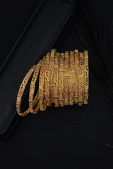 Gold Plated Bangles Set 12 Pcs | Ethnic Bridal