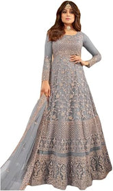 Heni Fashion Indian Pakistani Party Wear Wedding Wear Designer Net Embroidered Long Anarkali Suit Anarkali Gown For Women