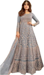 Heni Fashion Indian Pakistani Party Wear Wedding Wear Designer Net Embroidered Long Anarkali Suit Anarkali Gown For Women
