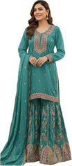 Designer Ethnic Sharara Kurta Set with Flowing Dupatta for Wedding Party Occasion Wear