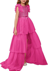GRACE KARIN Girls Dresses Sequin Party Formal Pageant Dress Tween Girl Birthday Tulle Prom Princess Maxi Dress Size 5-14