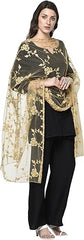 Women's Nylon Net Embroidered Dupatta (White, Free Size)