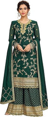 TRENDMALLS Women's Georgette Embroidery Indian Pakistani Kurta Sharara Suit Set Ethnic Dress