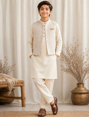 Boys Pakistani Kurta Pajama with Embroidered and Sequence Waistcoat