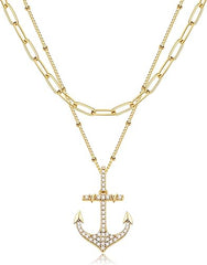 MEVECCO Layered Heart Necklace Pendant Handmade 18k Gold Plated Dainty Gold Choker Arrow Bar Layering Long Necklace for Women