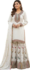 Designer Ethnic Sharara Kurta Set with Flowing Dupatta for Wedding Party Occasion Wear