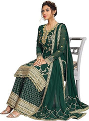 TRENDMALLS Women's Georgette Embroidery Indian Pakistani Kurta Sharara Suit Set Ethnic Dress