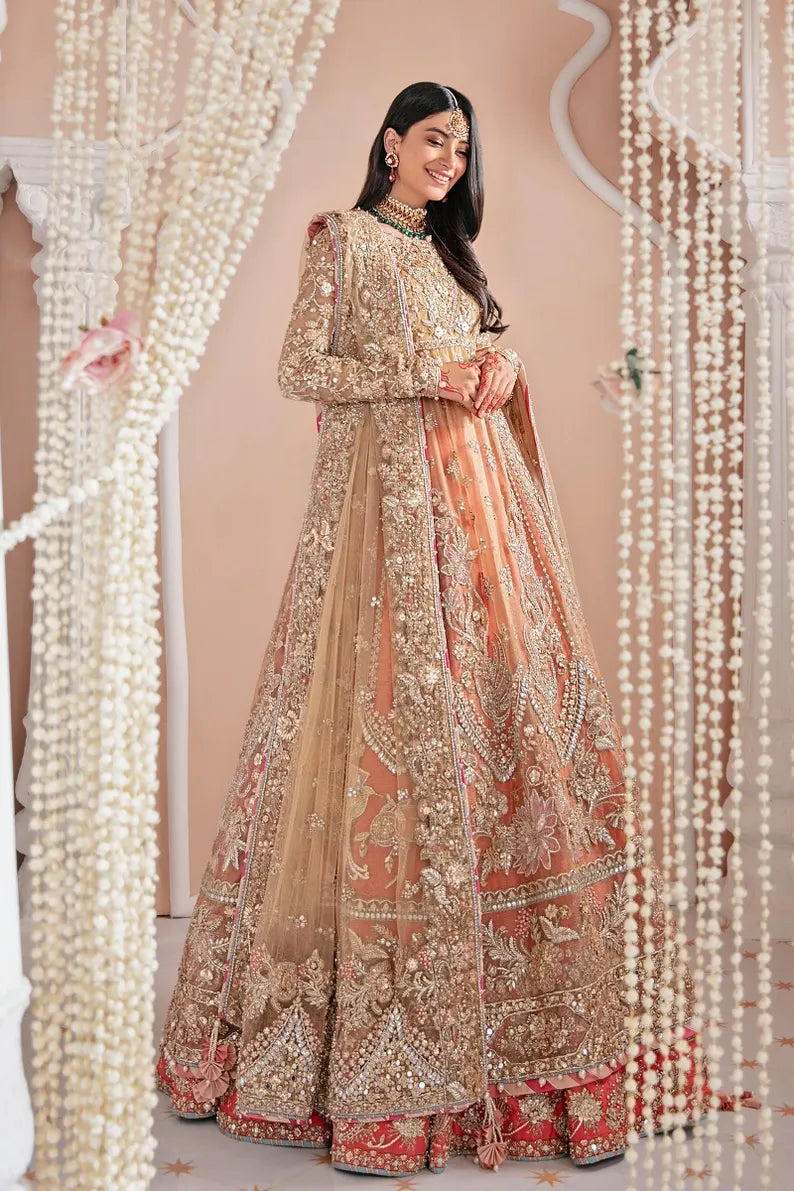 Pakistani wedding dress Embroidered Pakistani Indian Lehenga, Formal Event