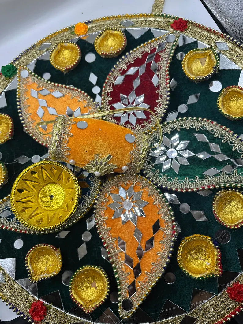 Extra Large 24-Inch Handcrafted Mehndi Thaal | Jumbo South Asian Wedding Decor Tray MehndiAajKalOfficial 4.5 out of 5 stars