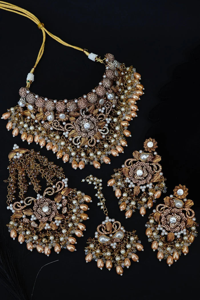 Turkish Antique Floral Guluband Bridal Set